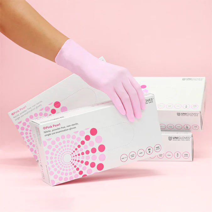 Pink Nitrile Gloves - Box of 100 - Size Medium