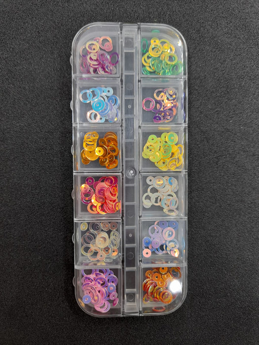Nail Art Gem Tray - coloured hologram hoops