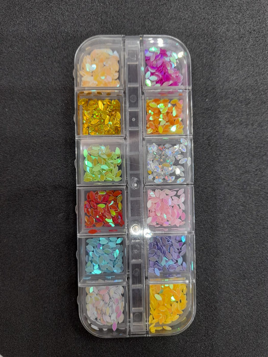 Nail Art Gem Tray - coloured hologram drops